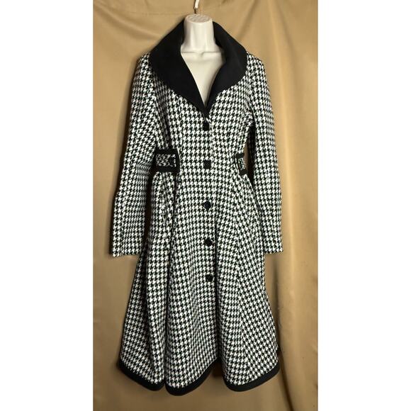 Unique Vintage Black and White Houndstooth Swing Coat M NWOT - Picture 7 of 10